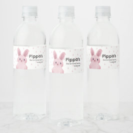 Roze konijn verjaardagsfeest voor baby meisjes waterfles etiket