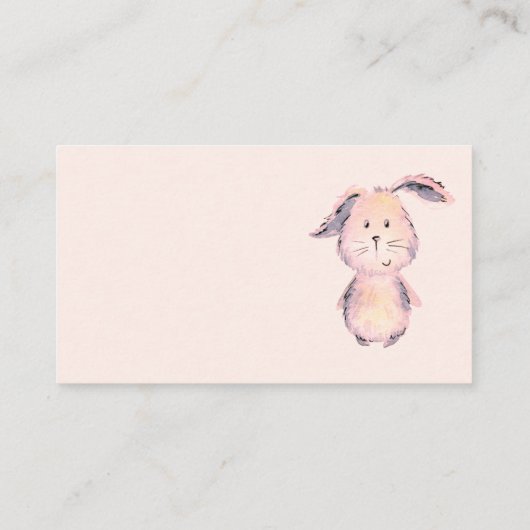 Roze Konijn Waterverf Baby shower Luier Raffle Informatiekaartje (Achterkant)