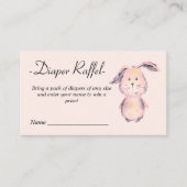 Roze Konijn Waterverf Baby shower Luier Raffle Informatiekaartje (Voorkant)