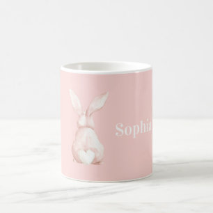 Roze Konijn Witte Hart Staart Koffiemok