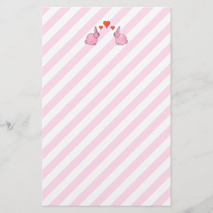 Roze konijnen met hart. briefpapier