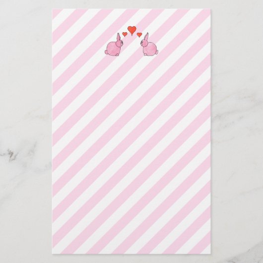 Roze konijnen met hart. briefpapier (Voorkant)