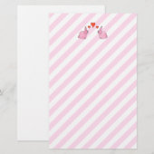 Roze konijnen met hart. briefpapier (Voorkant / Achterkant)