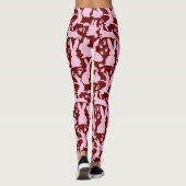 Roze Konijnen Patroon D Rood Leggings (Achterkant)