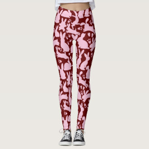 Roze Konijnen Patroon D Rood Leggings