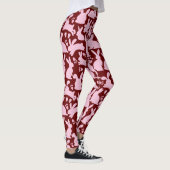 Roze Konijnen Patroon D Rood Leggings (Rechts)