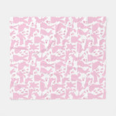 Roze Konijnen Patroon Fleece Deken (Voorkant (Horizontaal))