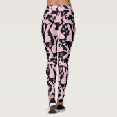 Roze Konijnen Patroon Zwart BG Leggings (Achterkant)