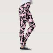 Roze Konijnen Patroon Zwart BG Leggings (Rechts)