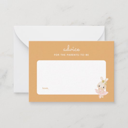 Roze Konijnenballerina Baby shower Ouderschap Advi Notitiekaartje (Voorkant)