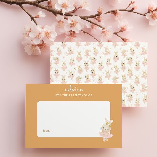 Roze Konijnenballerina Baby shower Ouderschap Advi Notitiekaartje