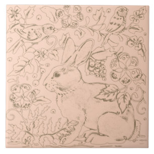 roze konijnenbroed tegeltje