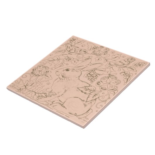  roze konijnenbroed tegeltje (Zijkant)