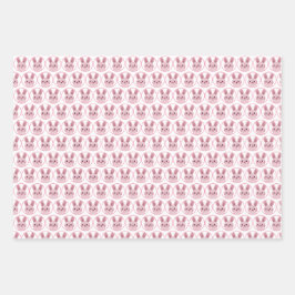 Roze konijnenfeest inpakpapier vel