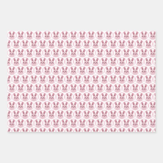 Roze konijnenfeest inpakpapier vel (Voorkant)