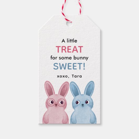 Roze konijnenfeestje cadeaulabel (Voorkant)