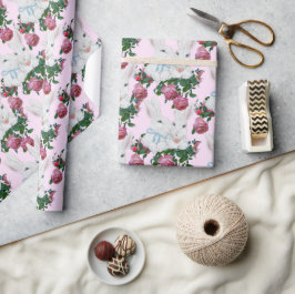 roze konijnenkonijn Roos Floral Cute Pattern Cadeaupapier