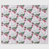  roze konijnenkonijn Roos Floral Cute Pattern Cadeaupapier (Vlak)