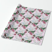  roze konijnenkonijn Roos Floral Cute Pattern Cadeaupapier (Uitgerold)