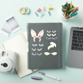 Roze Konijnenoren Wimpers Sticker (iPad Cover)