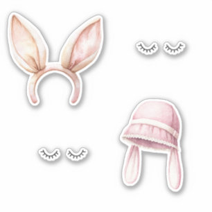 Roze Konijnenoren Wimpers Sticker
