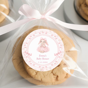 Roze Konijntje Baby Shower Bedankt Ronde Sticker