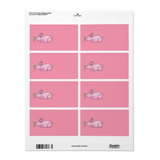 Roze konijntje. etiket (Full Sheet)