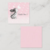 Roze konijntje hart confetti dank u briefkaarten (Voorkant / Achterkant)