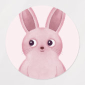 Roze konijntje met bril voor een meisjesfeest labels (Design 1)
