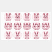 Roze konijntje met bril voor een meisjesfeest labels (Vel)