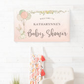 Roze  Konijntje Rustiek Bloemen Baby shower Spandoek (Insitu)