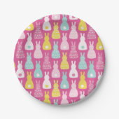 Roze konijntje schattig kinder motief papieren bordje (Voorkant)