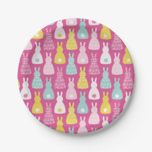 Roze konijntje schattig kinder motief papieren bordje