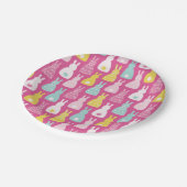 Roze konijntje schattig kinder motief papieren bordje (Gekanteld)