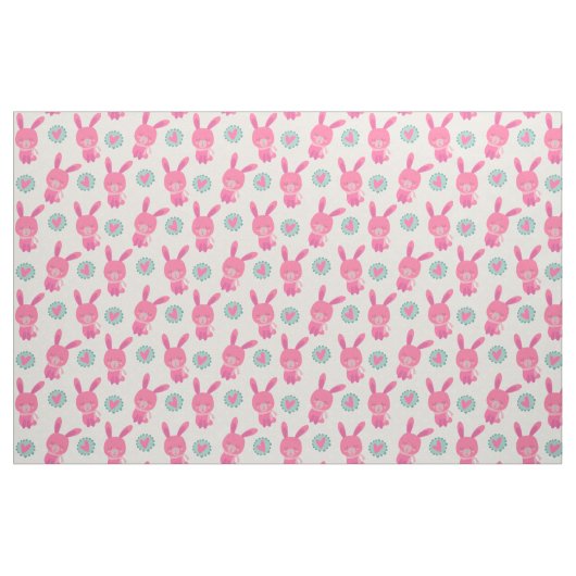 Roze konijntjes en harten stof (Fat Quarter)