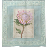  roze koning Protea Blauw Elegant afbeelding Douchegordijn (Voorkant)