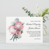 Roze Koning Protea Botanische bruiloft uitnodiging (Staand voorkant)