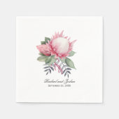 Roze Koning Protea Waterverf Botanische Bruiloft Servetten (Voorkant)