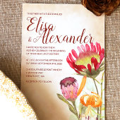 Roze Koning Proteas, Oranje Lelies Herfst Bruiloft Kaart