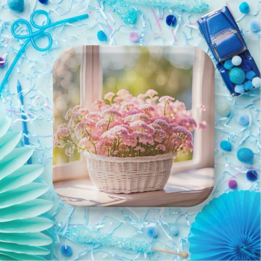 Roze Koningin Anne's Kant Boeket Papieren Bordje (Feest)