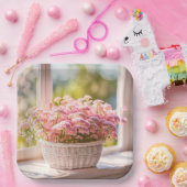 Roze Koningin Anne's Kant Boeket Papieren Bordje (Feest)