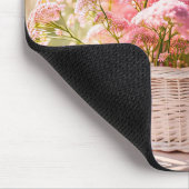 Roze Koningin Anne's Kant In Rieten Mand Muismat (Hoek)