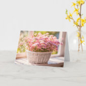 Roze Koningin Anne's Kant Verjaardag Kaart (Gele Bloem)