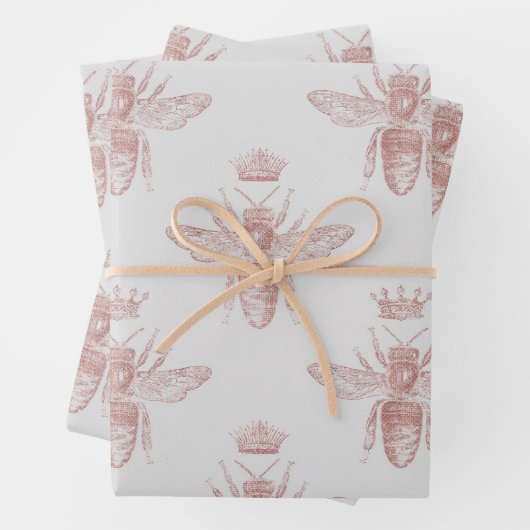 Roze koningin bijen op witte ontkoppeling inpakpapier vel (In situ)