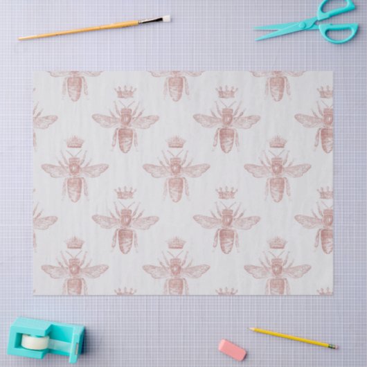 Roze koningin bijen op witte ontkoppeling tissuepapier (Craft)