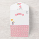 Roze koningin ellephant Girl Navy Blue Baby shower All In One Uitnodiging (Buitenkant)