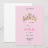 Roze koningin kroon verjaardagsfeestje uitnodiging (Voorkant / Achterkant)