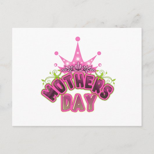 Roze koningin Krown Happy Mothers day Briefkaart (Voorkant)