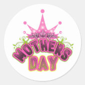 Roze koningin Moederdag CLASSIC ROUND STICKER (Voorkant)