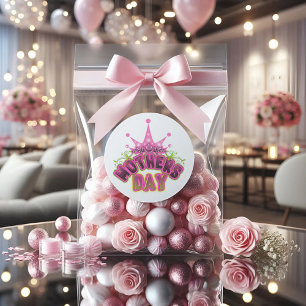 Roze koningin Moederdag CLASSIC ROUND STICKER